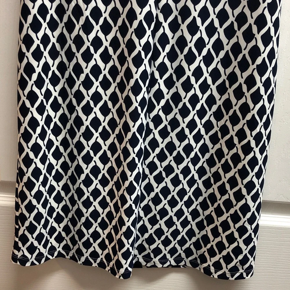 Lauren Ralph Lauren Navy and White Geometric Midi Dress